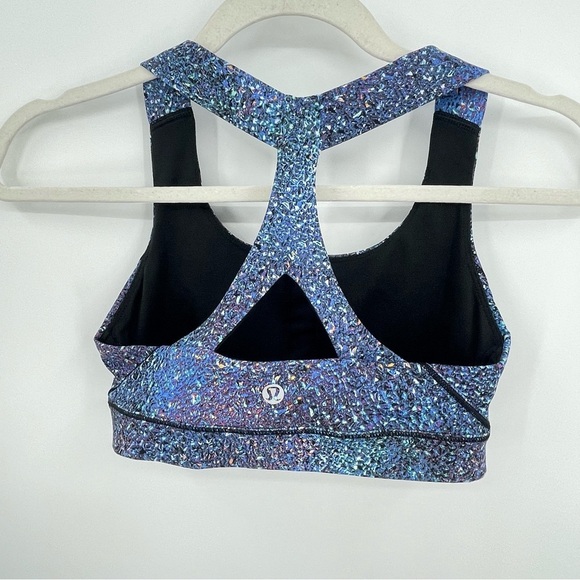 Lululemon Fast Lane sports Bra Strive Multi Black blue Size 4 - Picture 4 of 6